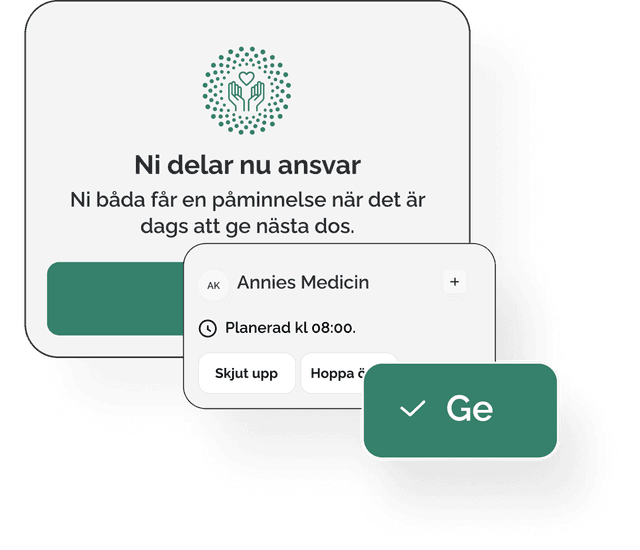 När inbjudan accepteras delar ni ansvar över medicineringen.